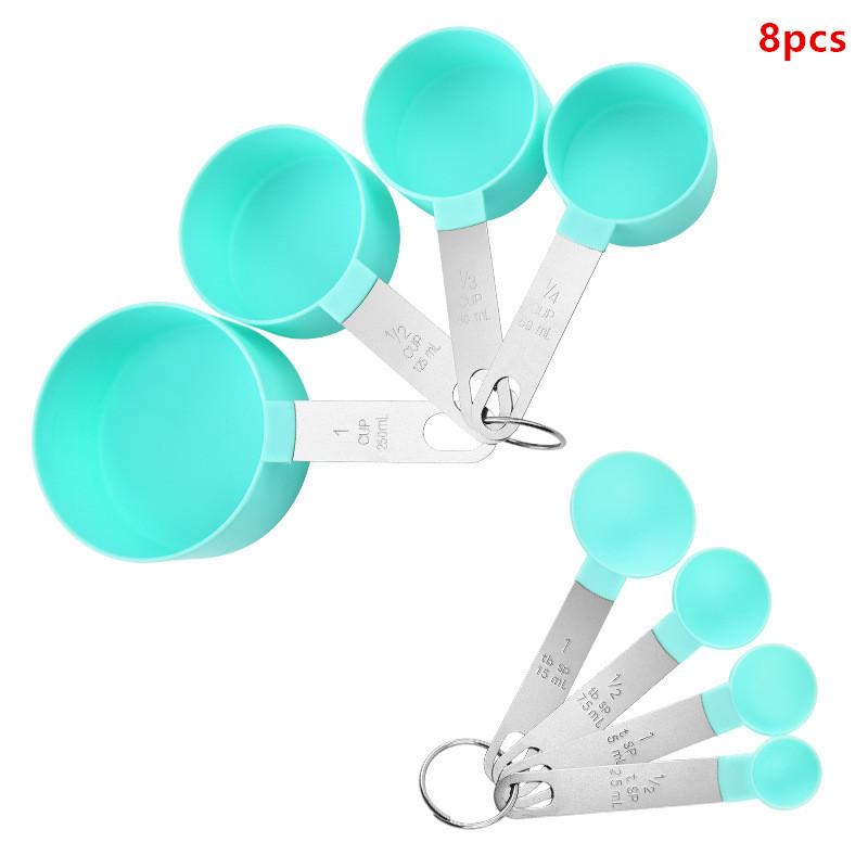 4/8Pcs/Set Plastic Multi Purpose Measuring Cup Measuring Spoon Stainless Steel Handle With Graduated Measuring Baking Tools