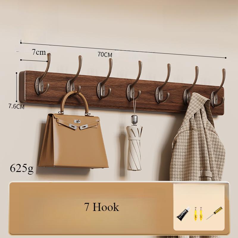 Rustic Wall Mounted Coat Rack, Pine Solid Wood Metal Hook Hanger for Hanging Clothes Robes Towels Coats,Wooden Heavy Duty Coat Rack for Wall