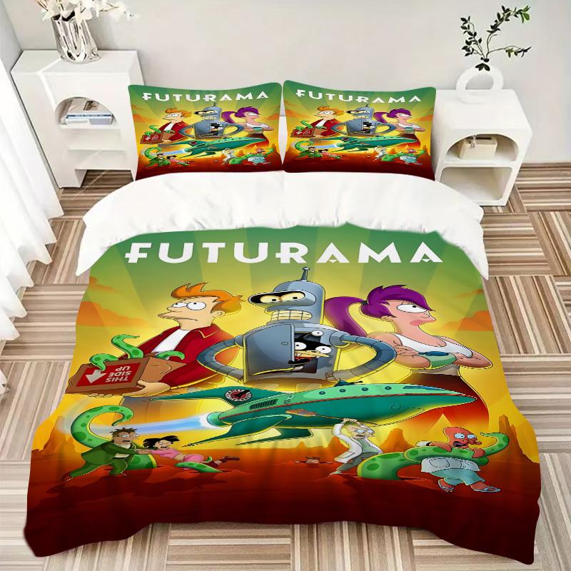 3pcs Futurama Robot Duvet Cover Set, 1 Duvet Cover + 2 Pillowcases (No Insert), High-Definition Print, Home & Dorm Set Yy251208019