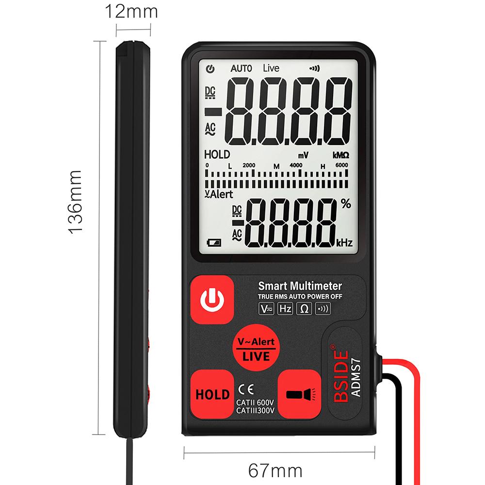 BSIDE ADMS7 Smart Multimeter True RMS Digital Multimeter Measuring AC DC Voltage Resistance Frequency with LCD Display