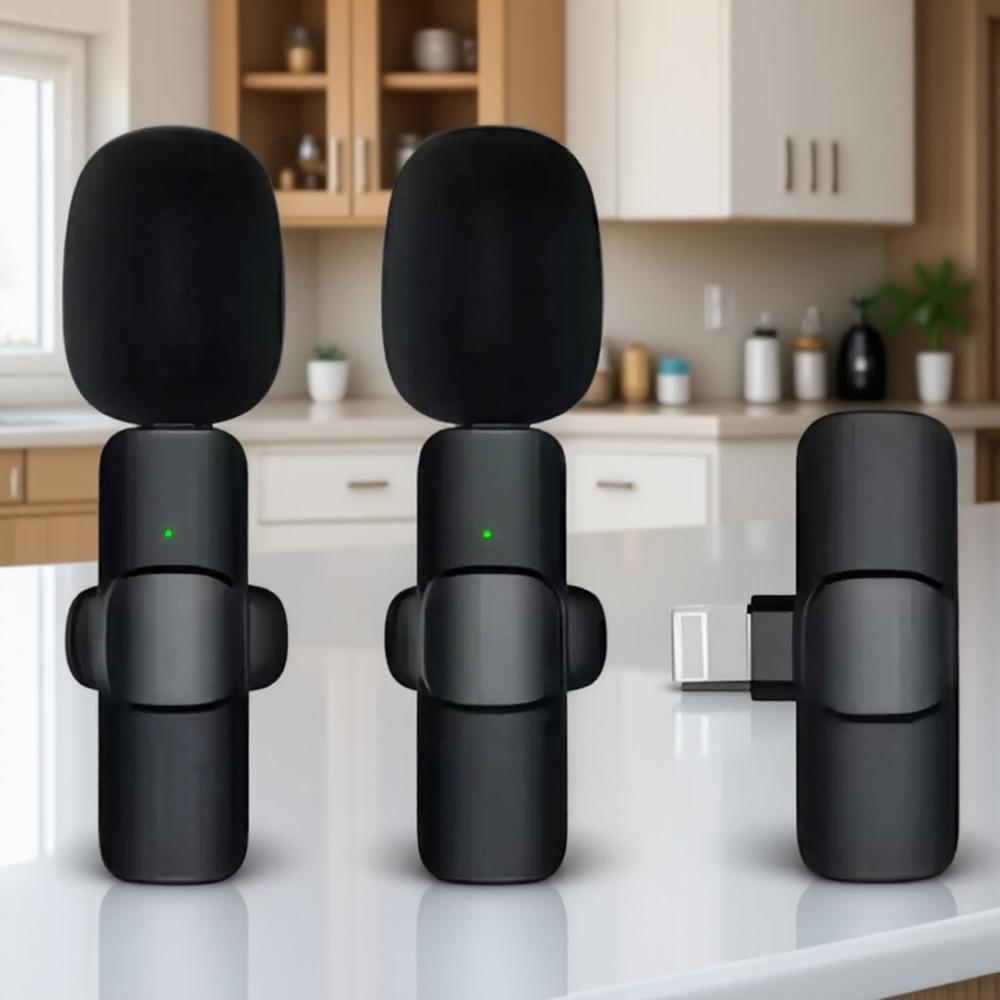 Portable Wireless Lavalier Microphone Set for iPhone 15 Android Phones Professional Clip-on Microphone for Clear Audio Recording