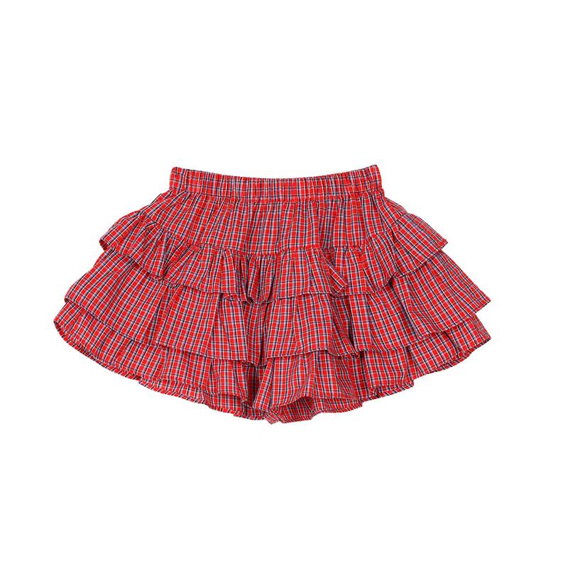 LUSON Girls' Plaid Ruffled Skort