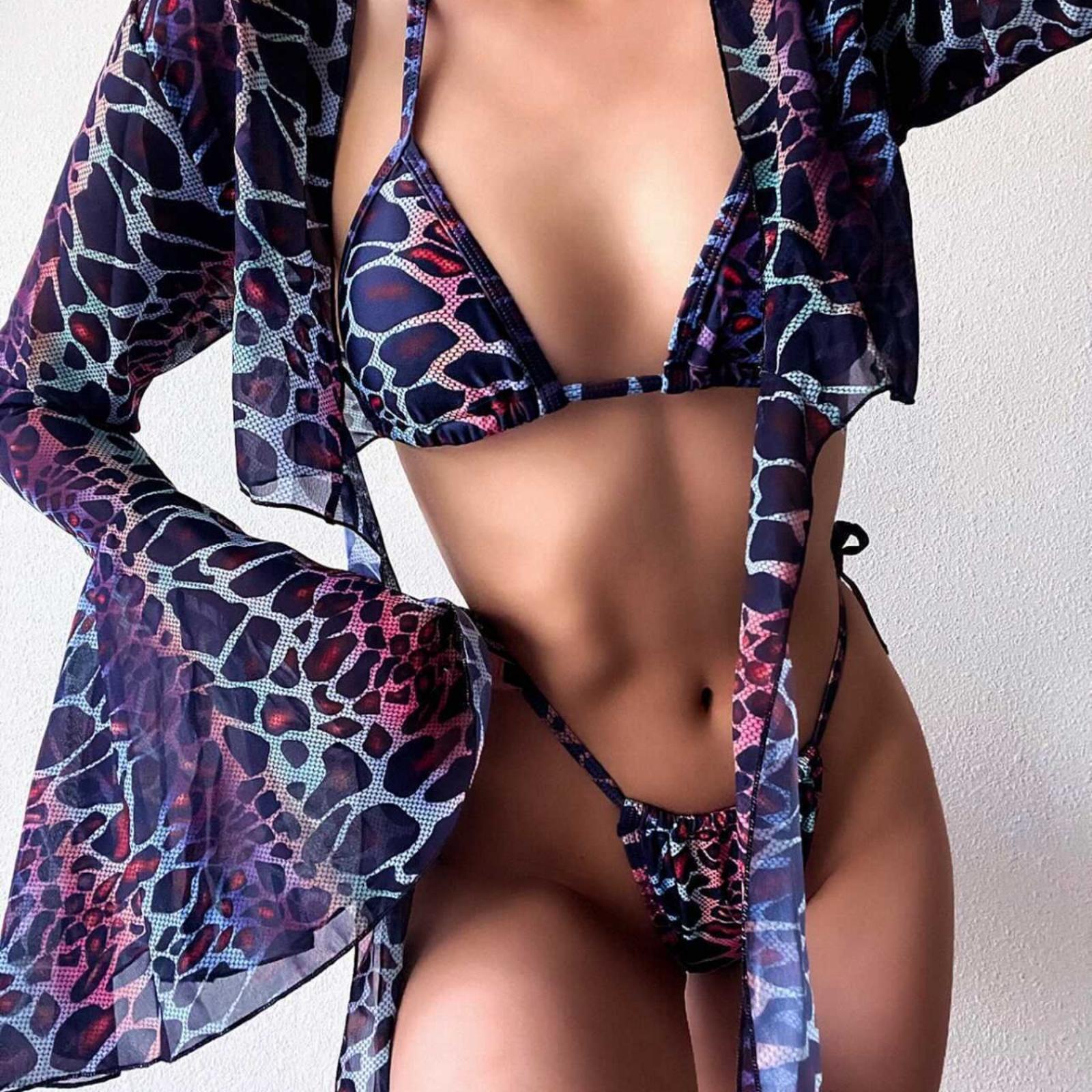 

Женское модное разделенное консервативное бикини с подушечками для бюстгальтера и без стального бюстгальтера, купальный костюм S