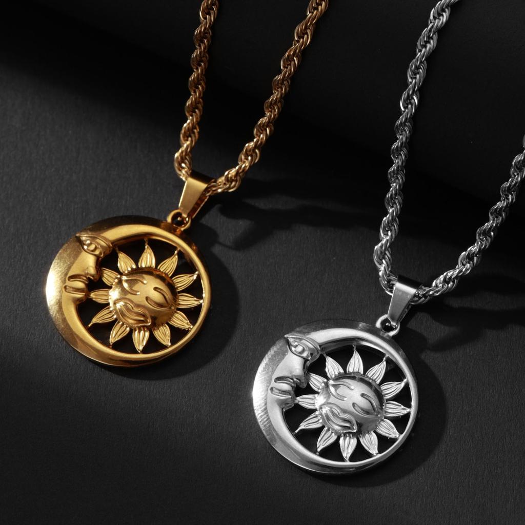 Pendant Sun Moon Star Round Accessories Versatile Jewelry Necklace