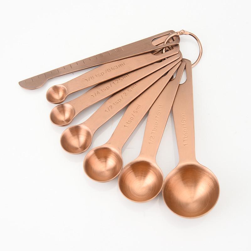 Elegant Six Piece Silver Measuring Spoon Set For Baking And Kitchen Use With Long Handle