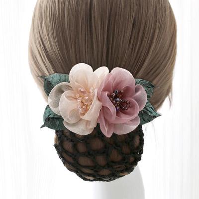 Women's Retro Flower Hairnet Headdress - Professional Hotel & Nurse Accessory