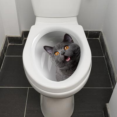 Creative Cute Cat Toilet Seat Stickers, Waterproof Removable Self-Adhesive Decals for Bathroom Decor