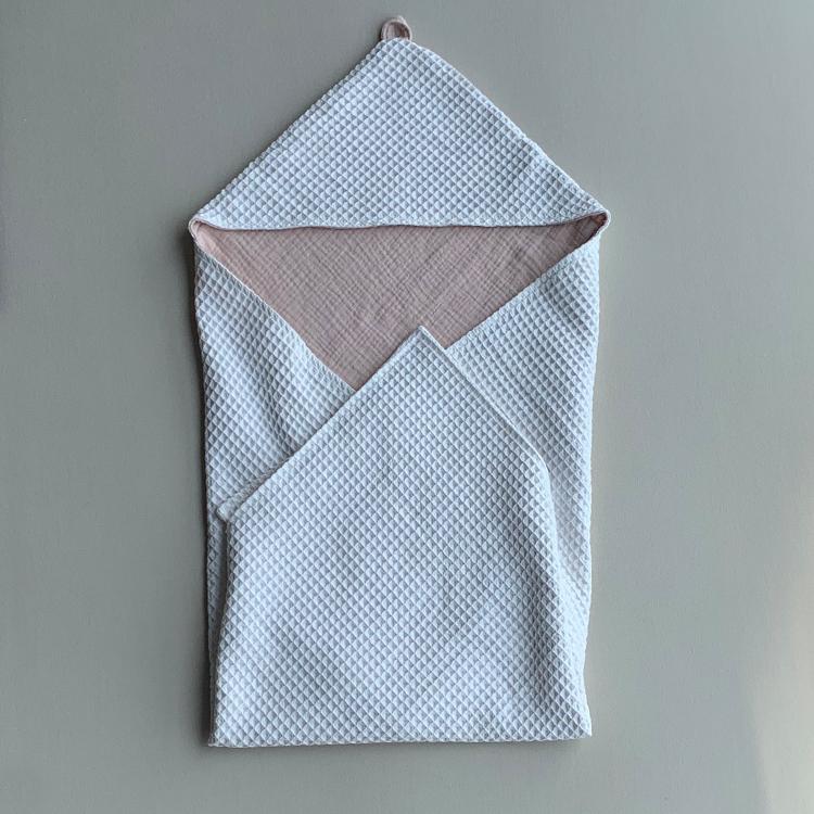 100% Cotton Soft Baby Swaddle Wrap Waffle Hooded Bath Towel Toddler Poncho Blanket Bathrobe Beach Bathroom