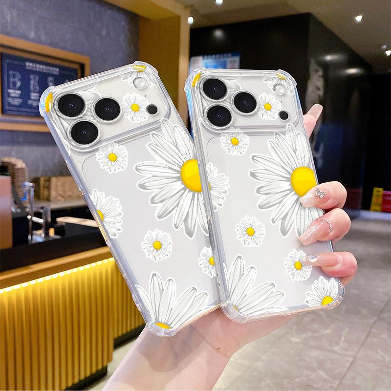 eBay hot-selling full-screen daisy flower mobile phone case iPhone16/15plus all-inclusive anti-drop transparent case customization