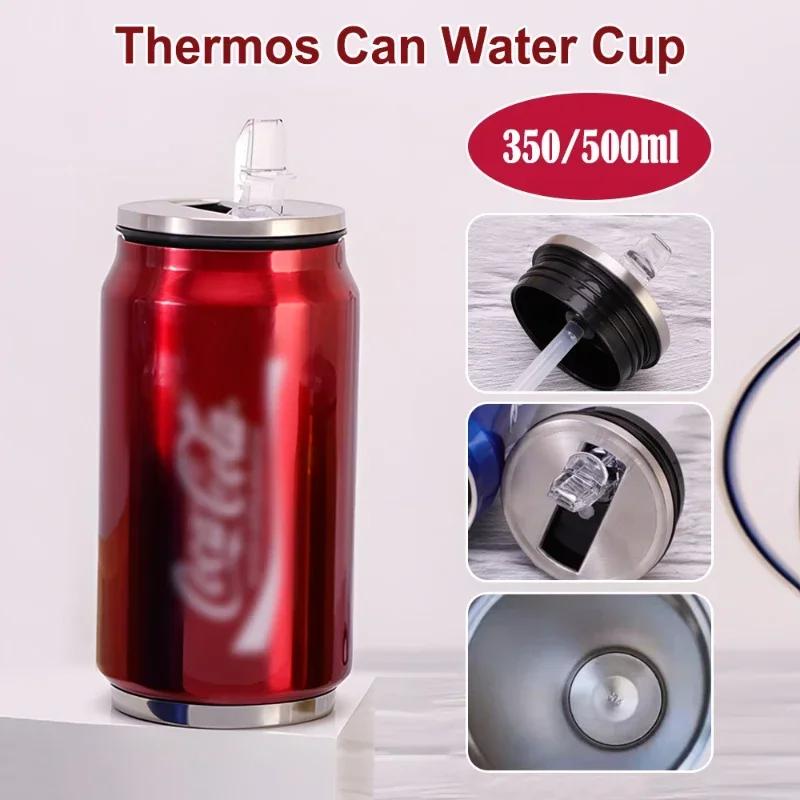 Acciaio Inossidabile Thermos Cola Lattina Tazza Acqua Viaggio Auto Borracce Termiche Tazza Bevande Doppio Strato Tazza con Cannuccia Lattine Soda Tazze Termiche
