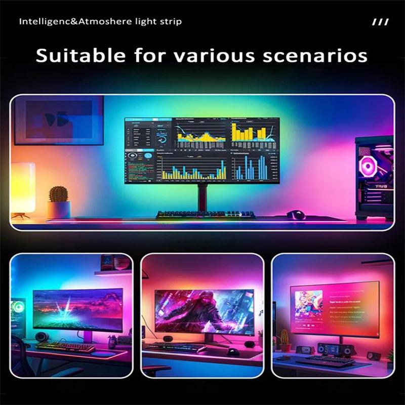 USB PC Strip Lights 24-34 Inch Computer RGBIC APP Music Sync Monitor Screen LED Backlight for Gaming Room Atmosphere Decor