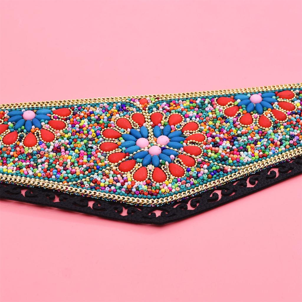 Handwoven Bead Belt Bohemian Style Women's Waist Accessory With Adjustable Tie Beach Vacation Essential