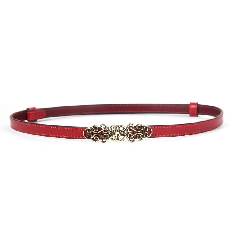 Womens Twolayer Leather Waist Belt With Exquisite Flower Buckle For Outdoor Use красный