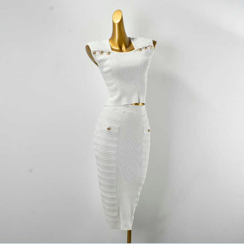 Single Product Sexy Fashion All-Matching Two-Piece Dress Summer French Classic Style Fancy Accessible Luxury Ocean Knitting Vest for Women