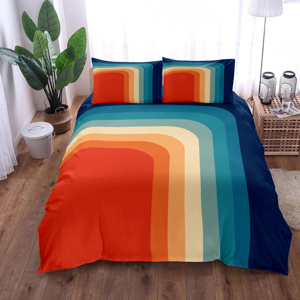 Retro 70s Plate Vintage Duvet Cover Set King Queen Double Full Twin Single Size Bed Linen Set