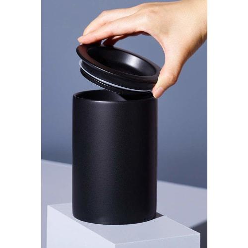 cores Coffee Canister, Porcelain, 200g, C820BK, by a Long-Established Manufacturer, Highly Airtight, Flavor-Enhancing, Simple Design