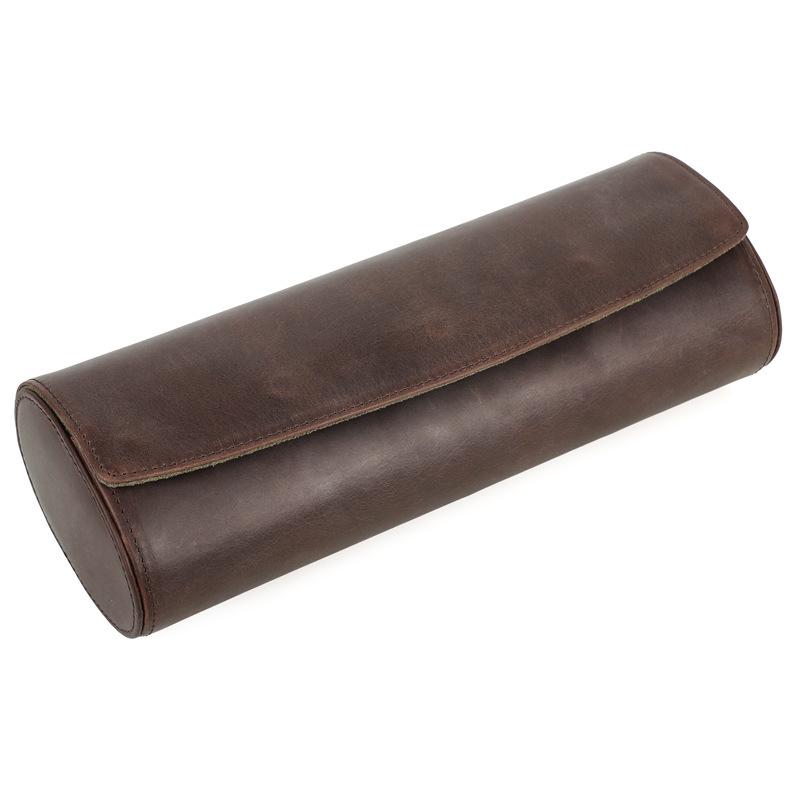 

Handmade Genuine Cowhide Leather Watch Storage Box with Four-Slot Egg-Shaped Design кавовий