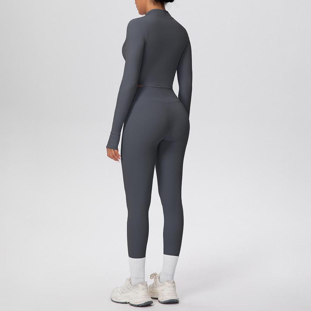 Solid Color Racerback Yoga Three-piece Set for Fitness & Running