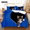 Duvet Cover 3D Cute Cat Dog Print Bedding Set Cute Duvet Cover Wild Animal Tribal Bed Cover Women Girls Kid Bedroom Decoration