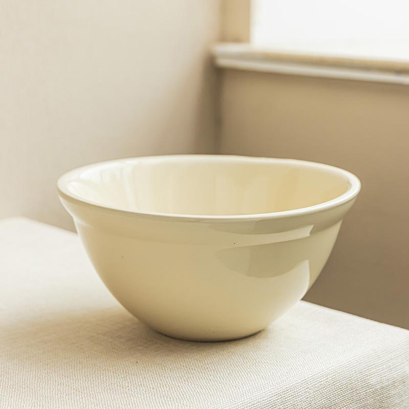 Praktische Große Suppenschüssel Creme Wind Einfarbig Keramik Große Schüssel Einfaches Geschirr Kreative Kugelbauchschüssel Haushalt Obstschale