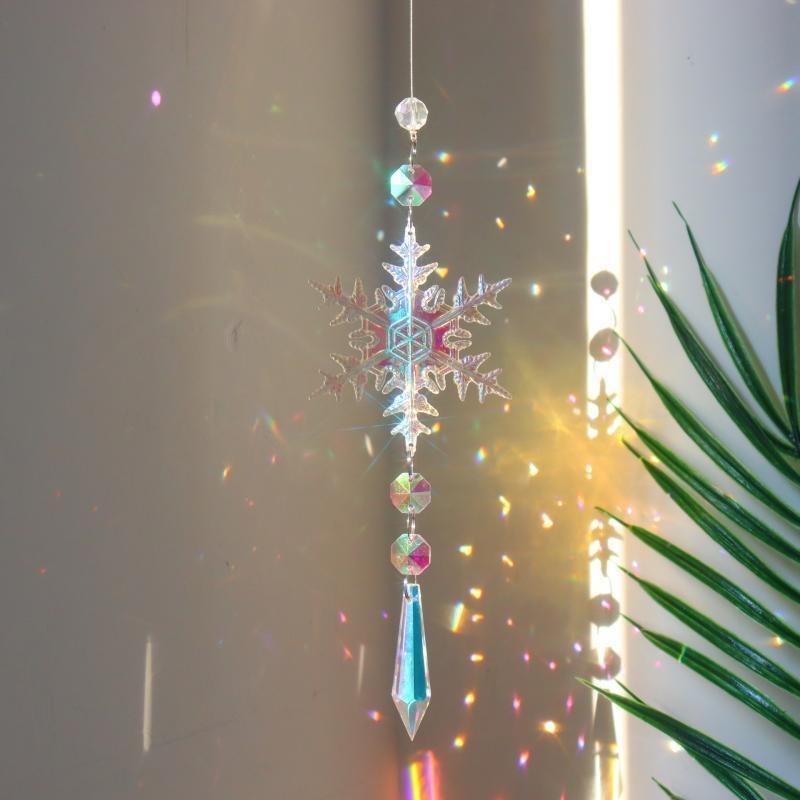 Dreamy Snowflake Crystal Rainbow Pendant for Windows & Christmas Trees