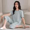 Pajamas Women's Summer Thin Modal Short-sleeved Cropped Pants Casual Fashion Can Be Worn Outside Large Size Loungewear Suit