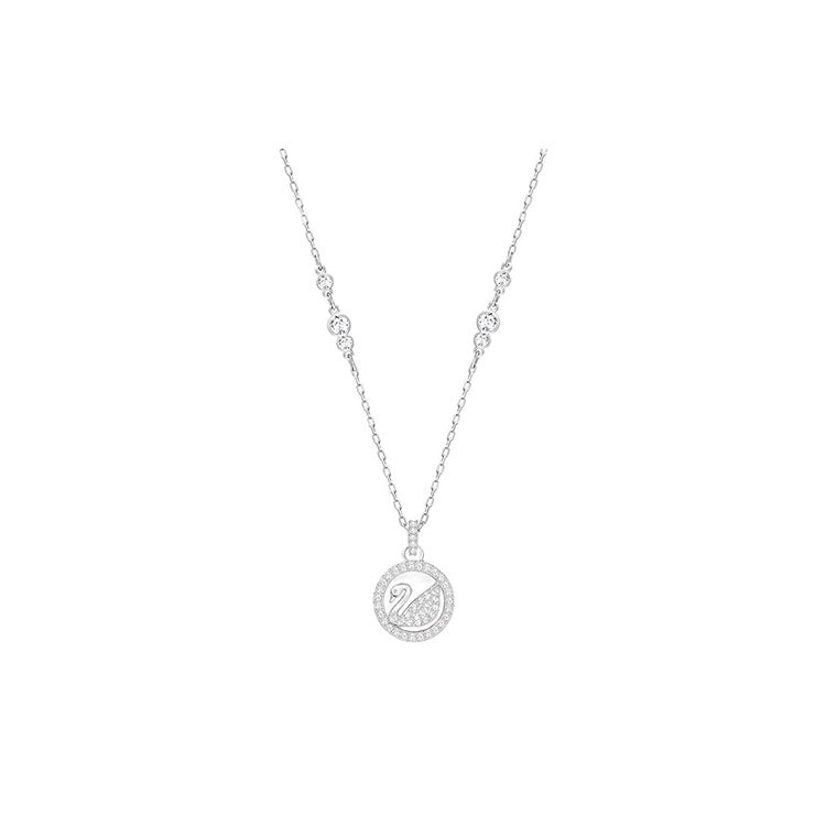 Swarovski Pearly Swan Pendant Women necklace Silver Crystal 5246645 Box+Shopping Bag (Random Color)