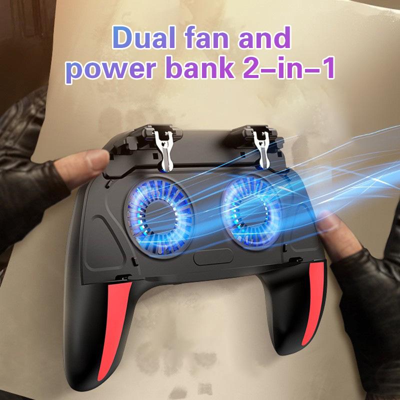 H10 Gaming Handheld Grip Game Controller Joystick Gamepad Voor Pubg Trigger Koelventilator Koeler Telefoon USB-Powered 5000mAh Batterij