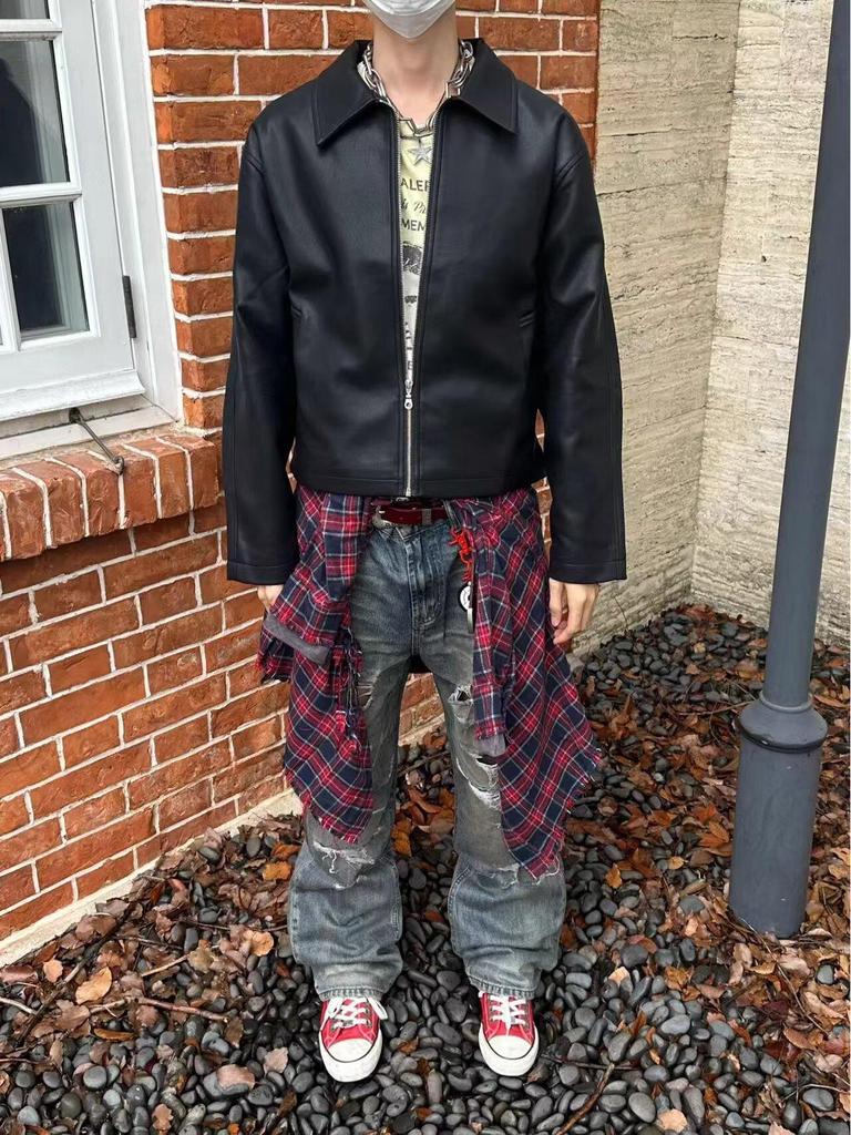 Men's American Style Loose Fit PU Leather Jacket - Autumn/Winter 2025 Edition