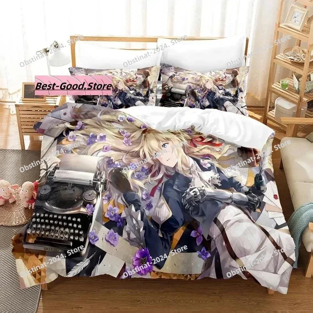 Violet Evergarden Bedding Set Single Twin Printed Bed Set With Pillowcase Duvet Cover Soft Single Double Queen Super King Size
