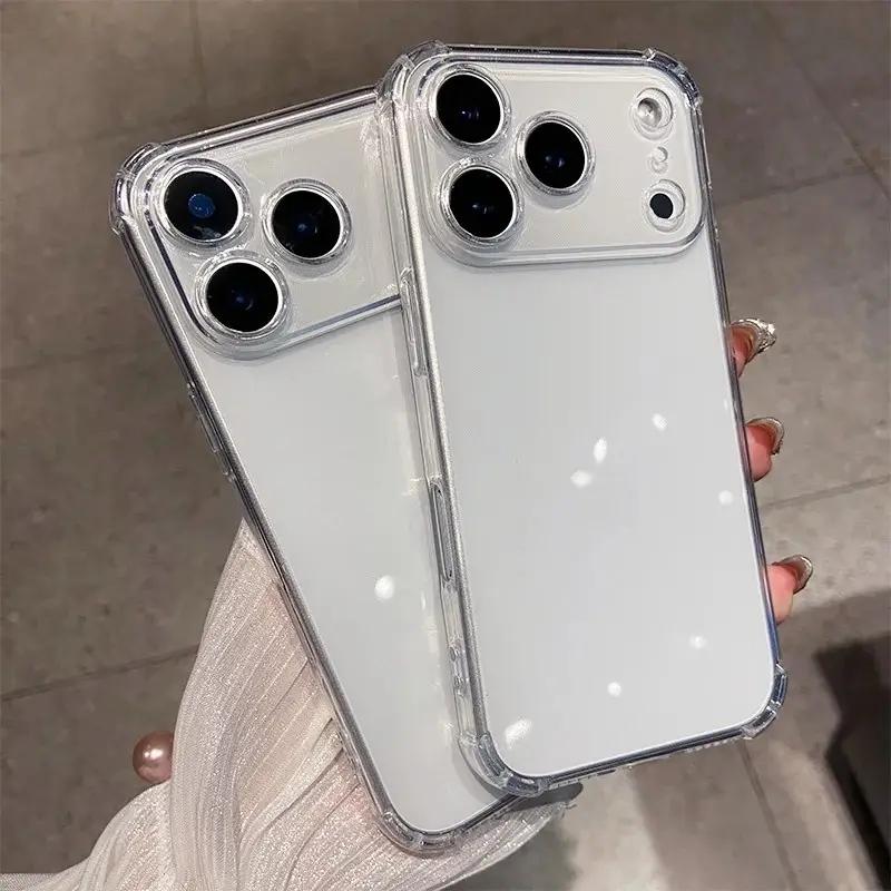 Luxury Shockproof Transparent Phone Case For 17 Air 16 15 14 13 12 11 Pro Max 16E 7 8 Plus X XS XR SE2 Bumper Cases Cover