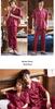 Summer Red Pajama Set for Couples: Ice Silk Zodiac Short Sleeve & Long Pants