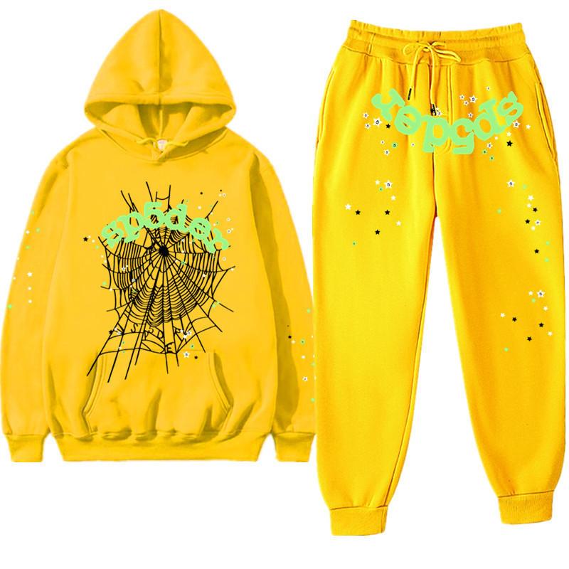 European and American Trendy Hip-hop Singer Letter Sp5der Printed Couple Sweater Men's and Women's Hoodies Sweatshirt Set
