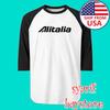 Alitalia Airlines Men#039;s Raglan White Black Size S To 2XL Unisex T-Shirt