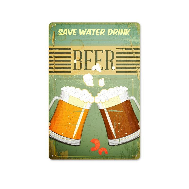 Metal Tin Sign Poster Beer Tin Sign Metal Plaque Poster for Bar Club Wall Decor Retro Home Bedroom Vintage Wall Plate Pendant
