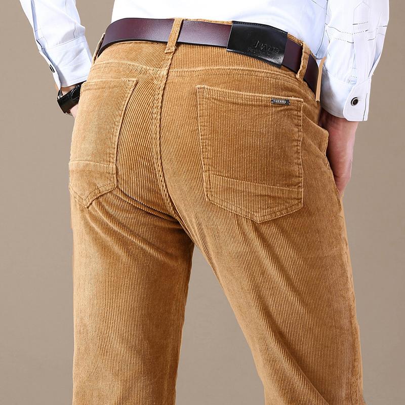 Pantaloni a coste autunnali da uomo in cotone spessi slim dritti elastici pantaloni casual da lavoro moda kaki abbigliamento maschile