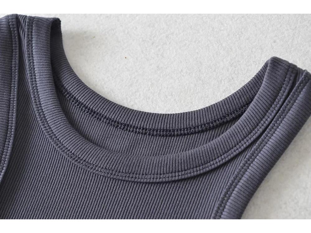 Amerikanisches Sommer Slim Fit Spaghetti-Träger Rundhals Tanktop für Damen