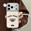 Leather Texture Luxury Phone Case For iPhone 17 Pro Max 16 13 14 15 Pro Max 12 11 Cute Cartoon Puppy Soft Silicone Lanyard Cover