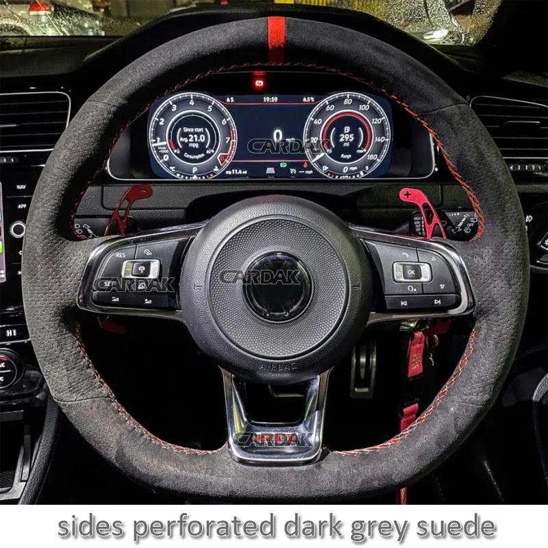 CARDAK DIY Suede Car Steering Wheel Cover for Volkswagen VW Golf R MK7 Golf 7 GTI VW Polo GTI Scirocco 2015 2016