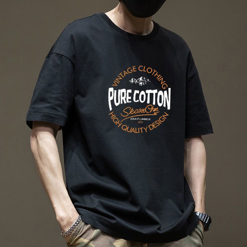 Men Short Sleeve Print Cotton T Shirt Summer Tops