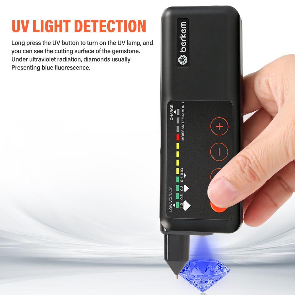 Yieryi Wiederaufladbarer Diamanttester Stift Moissanit Hohe Genauigkeit Schmuckauswahl Werkzeug mit UV-Licht Typ-C für Edelstein Stein
