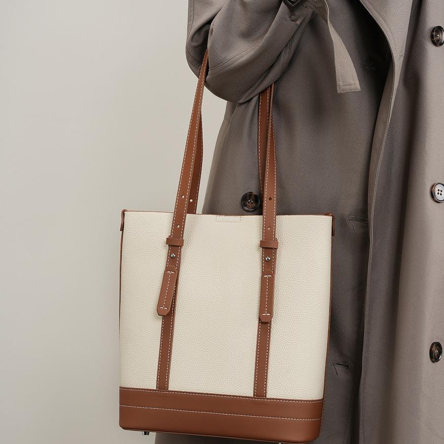 Commuter Bucket Bag New Versatile Large-capacity Women's Bag Cowhide Premium Shoulder Bag