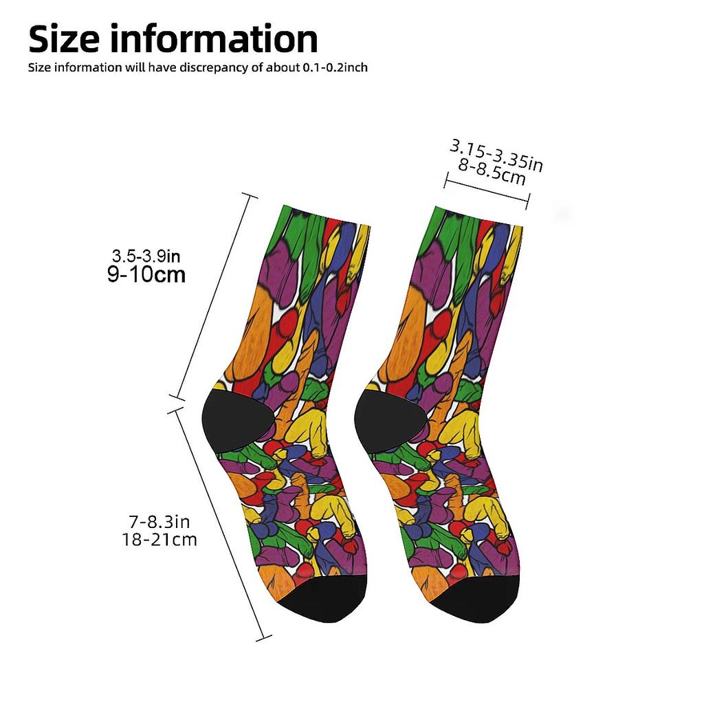 Funny Art Abstract Dick Colorful Prints Fashion Casual Outdoor Sports Short Tube Socks Accessories Men Perfect Gift