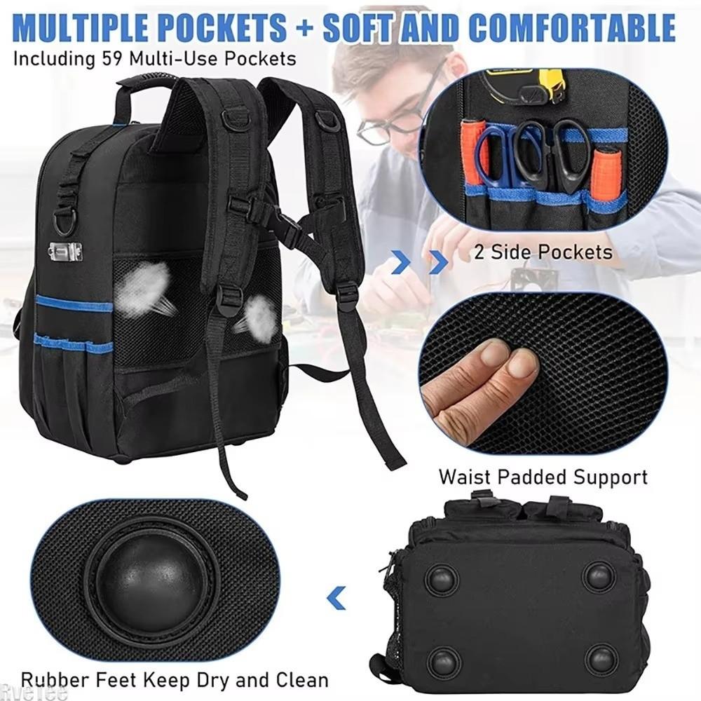 Large Capacity Heavy Duty Tool Backpack Waterproof Thickened Tool Organizer Wear-resistant Electrician Tool Bag
