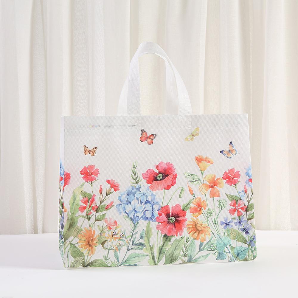 12pcs Floral Print Gift Bags Non-Woven Fabric Tote Bags for Birthday Parties Events and Special Occasions Candy Gift Packaging
