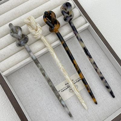 Jednoduchý Nový Design Temperament Starobylý Styl Vlasová Sponka Retro 18,5cm Dlouhá Korytnačí Vzor Acetátová Vlasová Sponka Vlasové Doplňky