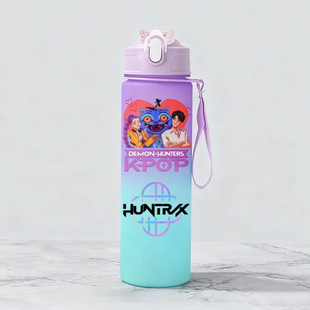 Kpop Demon Hunters Team Creative Gradient Water Bottle Unisex Sports Style Reusable Jug designed for Outdoor Cycling Travel Fitness