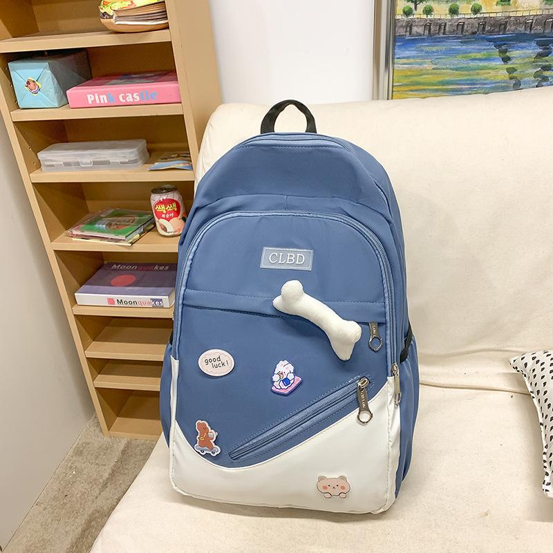 Schoolbag New Schoolbag Women's Japanese Small Fresh Cartoon Cute Middle School Backpack Contrasting Color Simple Junior High School Backpack