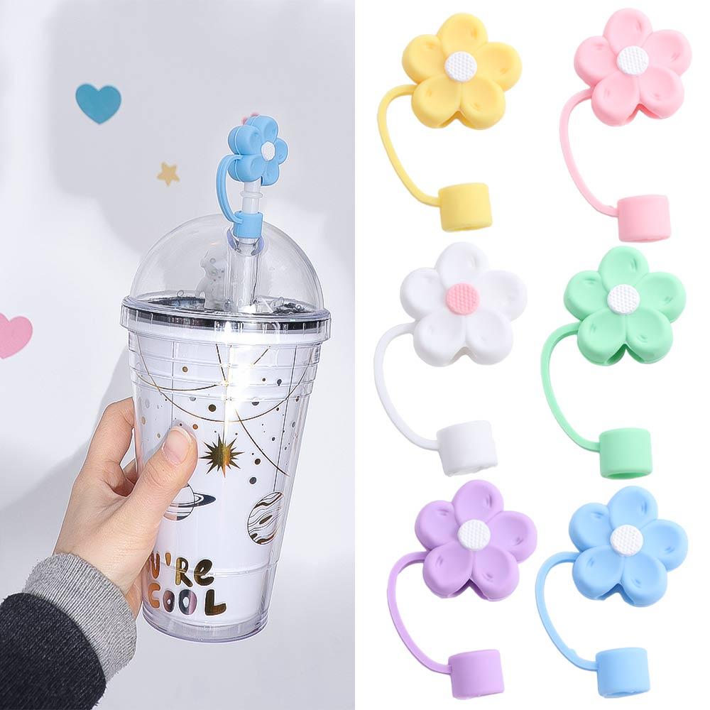 Soft Silicone Straw Covers Dust-Proof Flower Straw Toppers Creative Drinking Dust Cap  for Tumblers