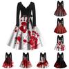 Damska sukienka w stylu casual na Halloween z nadrukiem w serek w stylu vintage